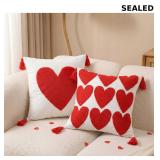 FuWeave 2 Pcs Valentines Day Heart Pillow Covers