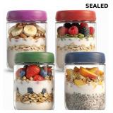 16oz 4Pack Glass Overnight Oats Jars Containers