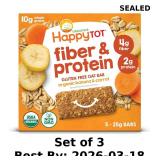 3x Happy Tot Organic Fiber & Protein  Oat Bars