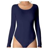Women's Crew Neck Long Sleeve Cotton Bodysuit