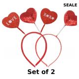 2x Love Heart Headband Valentine's Day Sequin...