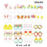 8x 48 Pcs Paper Easter Glasses and Headband for...