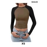 Abardsion Women's Long Sleeve Shirts Y2K Slim Fit