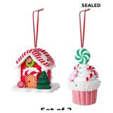 Set of 2 Christmas Tree Decorations 3D Candy x2