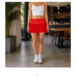 Red Skirt with Lace Detail