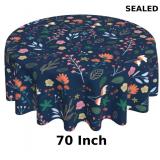 Spring Summer Floral Tablecloth Round 70 Inch