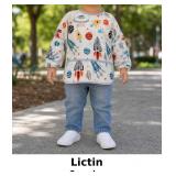 Lictin Kids' Space-Themed Long Sleeve Bib