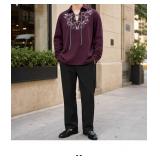 Maroon Long Sleeve Shirt with Embroidery