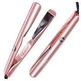 LANDOT 2-in-1 Hair Straightener Curling Iron Combo