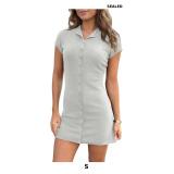 Saodimallsu Womens Button Down Mini Dress