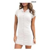 Saodimallsu Womens Button Down Mini Dress Summer