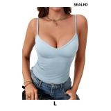 Rooscier Women's Sexy Deep V Neck Crop Shirt
