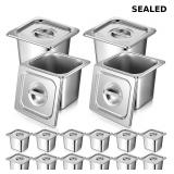 Rtteri 16 Pack 1/6 Stainless Steel Pans with Lids