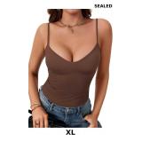 Rooscier Women's Sexy Deep V Neck Crop Shirt