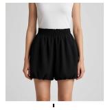 Black Elastic Waist Shorts