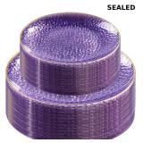 Rubtlamp 60Pcs Clear Purple Gold Plastic Plates