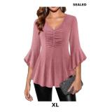 Timeson Women's Sparkly Tops Ruffle 3/4 Sleeve