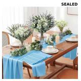 Zeyune 12 Pcs Blue Satin Table Runner