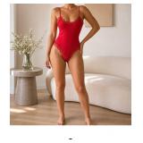 Red Lace-Trimmed Bodysuit