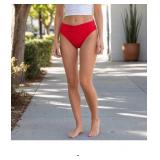 Red High-Waisted Swim Bottom