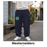 Westernelders Navy Sweatpants with Graphic Design