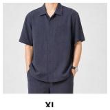 Casual Navy Short Sleeve Shirt