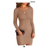 VICHYIE Women Dress Cutout Neck Bodycon Keyhole