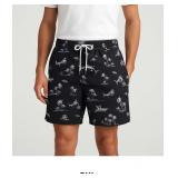 Black Swim Shorts with White Print