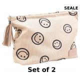 2x BOYATU Corduroy Travel Makeup Bag