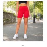 Red High-Waisted Bike Shorts