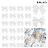 White Bows 24 PCS Pre-Tied Twist Tie Bows