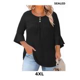 Rapbin Plus Size Tops for Women 3/4 Ruffle Sleeve