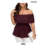 SCOMCHIC Plus Size Off The Shoulder Peplum Tops