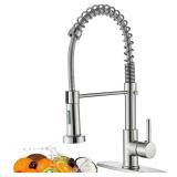 Brushed Nickel Kitchen Faucet with Pull Down Spray