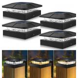 peasur 4pcs Solar Post Caps Lights