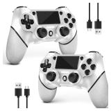 AceGamer PS4 Wireless Controllers 2-Pack, White