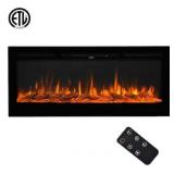 50-in W Black LED Electric Fireplace