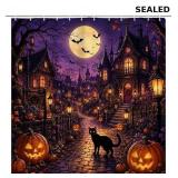 Leowefowa Spooky Halloween Shower Curtain