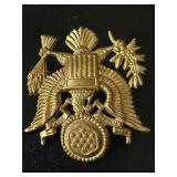 WWII Gold Plated Army Officer Hat Badge
