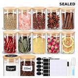 SEALED-Zelova 12pcs Glass Spice Jars with Lids