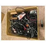 1 BOX FULL OF ASSORTED CABLES, ADAPTERS, ELECTRONI
