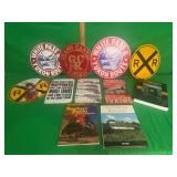 RAILROAD SIGNS, BOOKS & MEMORABILIA LOT