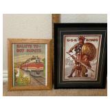 FRAMED BSA MEMORABILIA & PATRIOTIC WALL ART