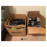 2 BOXES OF ASSORTED CABLES, ADAPTERS & CORDS