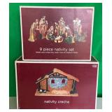 PORCELAIN NATIVITY SET & NATIVITY CRECHE