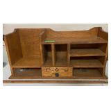 SOLID OAK DESKTOP ORGANIZER W/ DRAWER