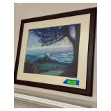 LARGE FRAMED COASTAL LANDSCAPE ARTWORK