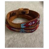 HAND BEADED LEATHER BELT