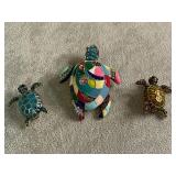 3 TURTLE RHINESTONE/ENAMEL BROOCHES