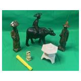 CARVED BUFFALO WITH RIDER & OTHER ASIAN DECOR